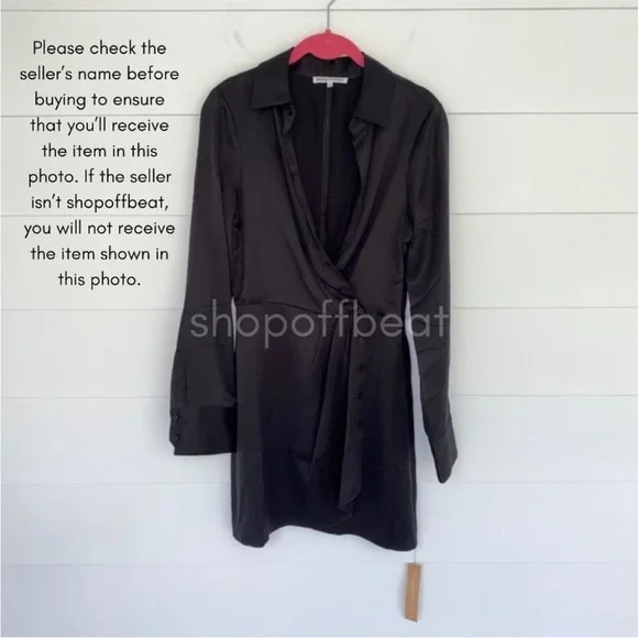 NEW Reformation Alaine 100% Silk Dress Black 2